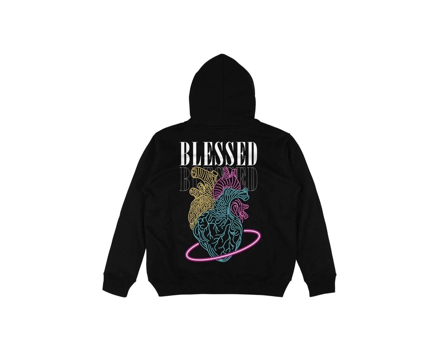 Blessed Siyah Oversize Unisex Kapüşonlu Sweatshirt Hoodie