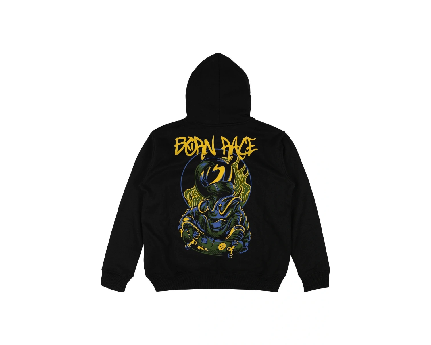 Born Race Siyah Oversize Unisex Kapüşonlu Sweatshirt Hoodie