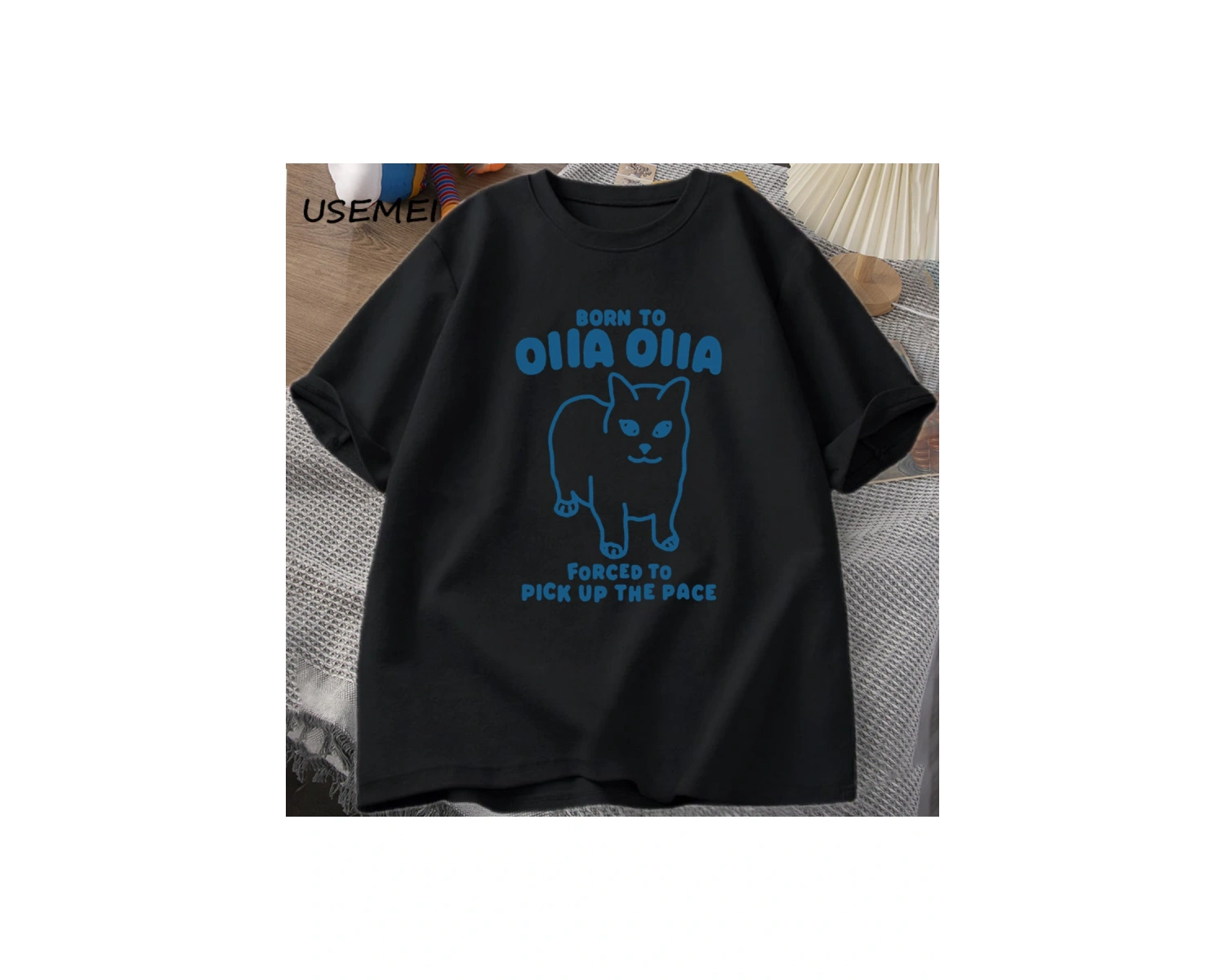 Born To OIIA Dönen Kedi T-Shirt Komik Retro Hayvan Tee 90s Pamuk Adam kısa kollu tişört Haraj 2972
