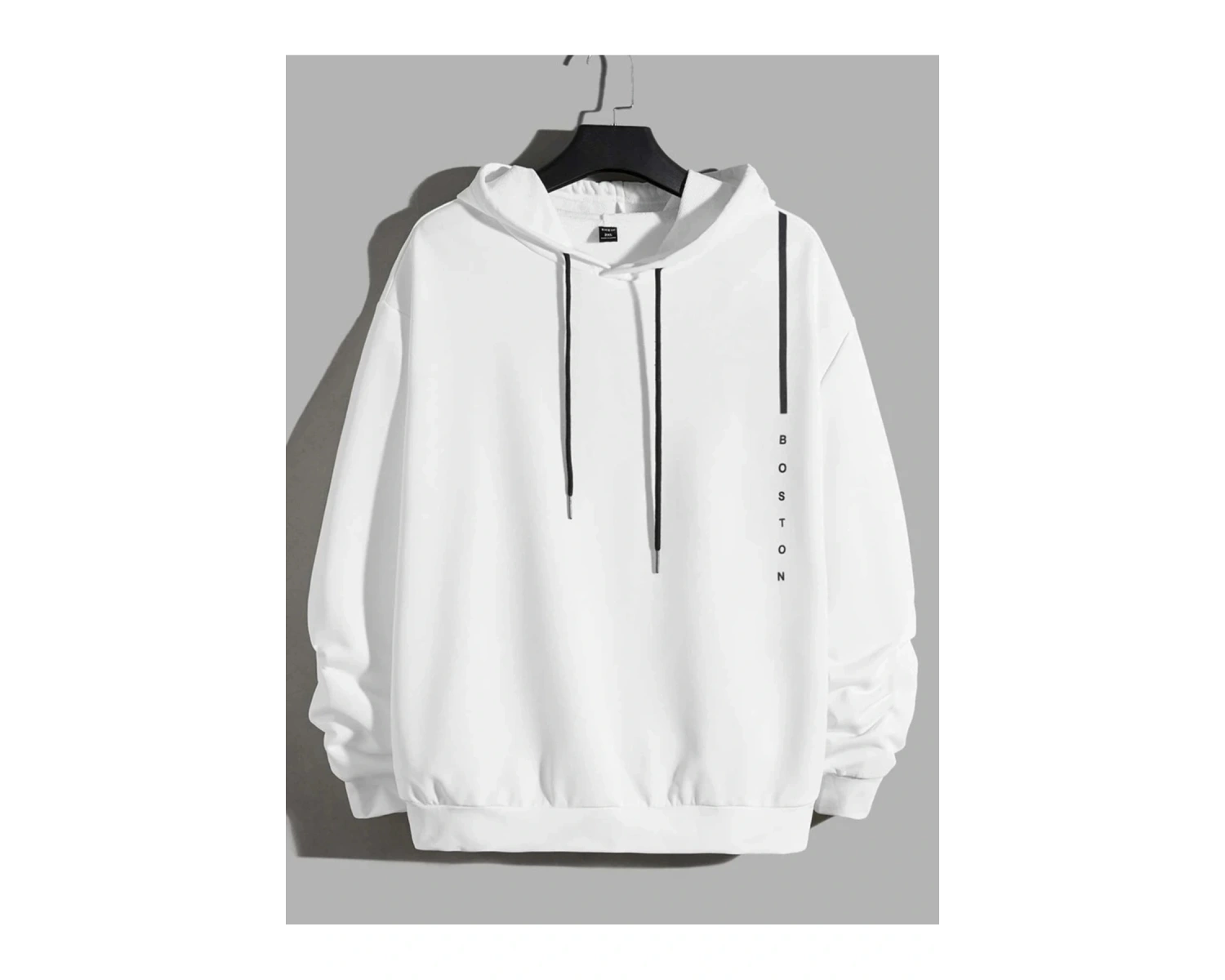 BOSTON Renkli Oversize Kapüşonlu Sweatshirt Beyaz