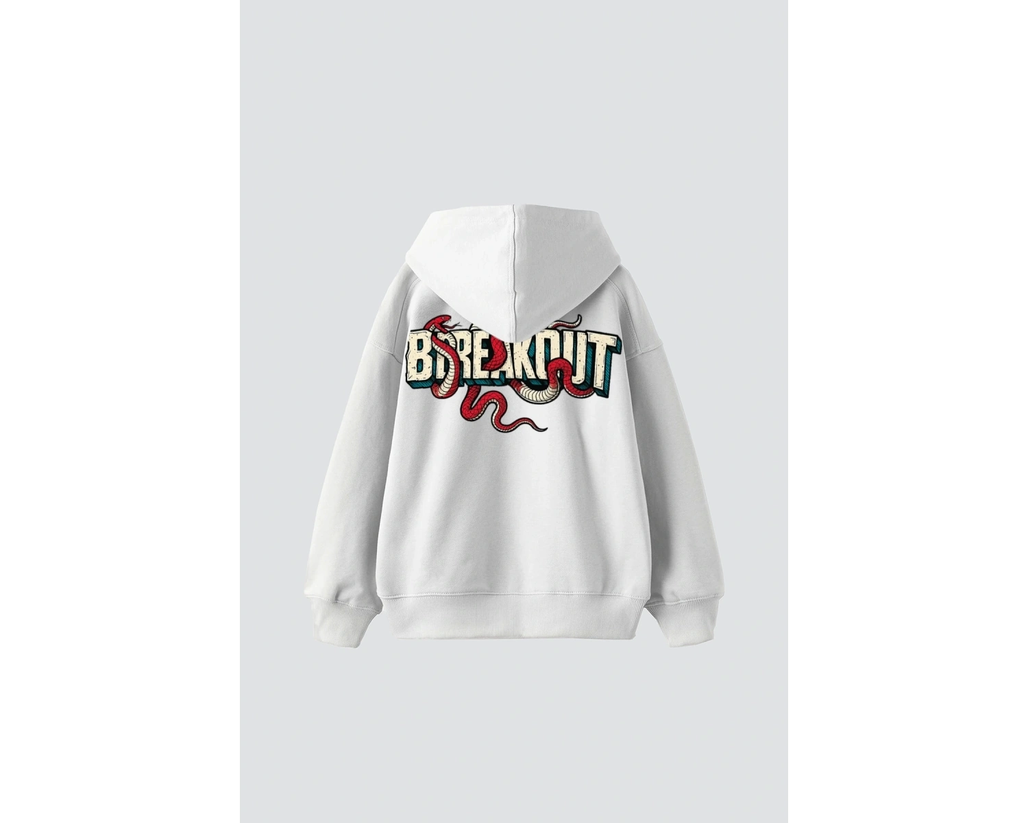 Breakout Baskılı Oversize Unisex Beyaz