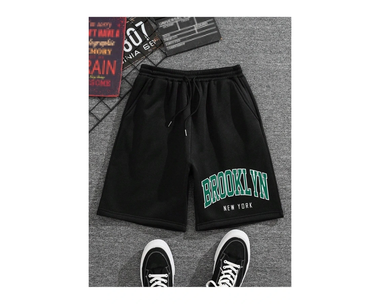 Brooklyn Baskılı Rahat kalıp Unisex Şort