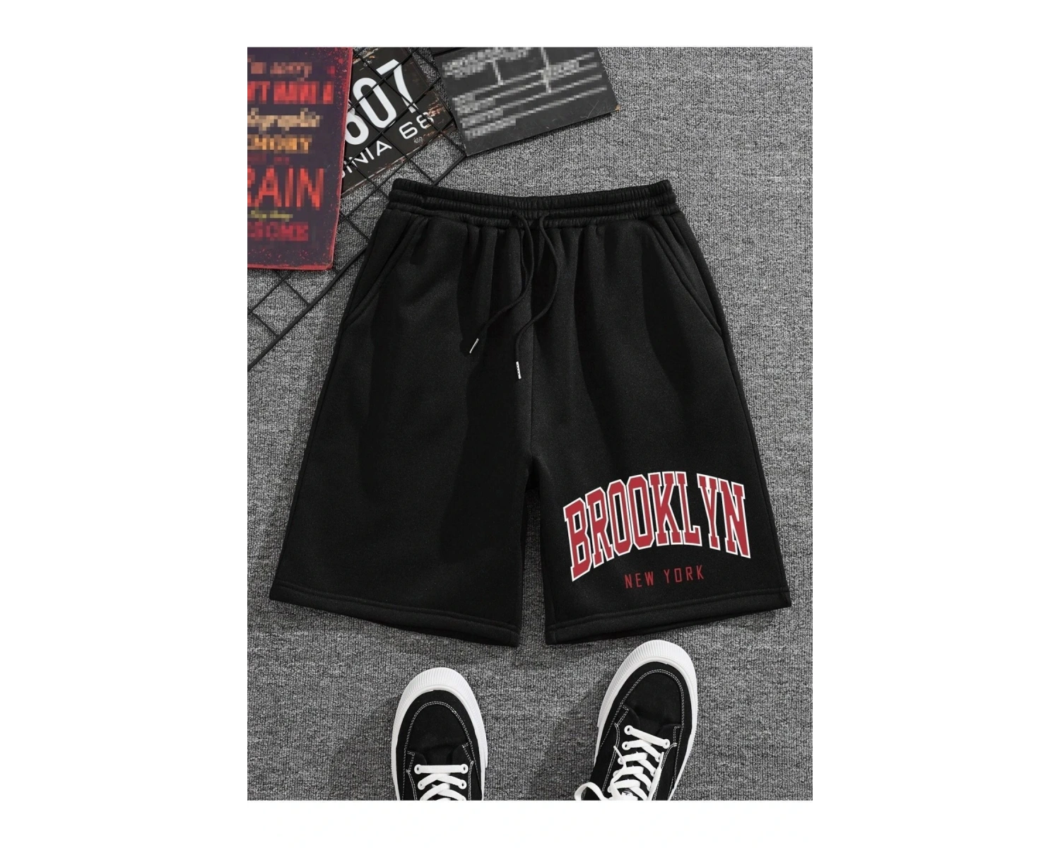 Brooklyn Baskılı Rahat kalıp Unisex Şort