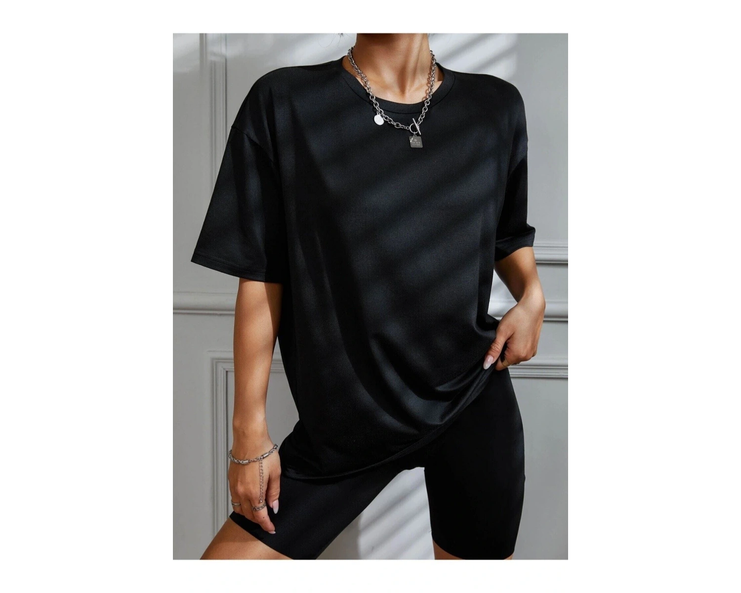 Brooklyn Slogan Baskılı Gazete Desenli Oversize