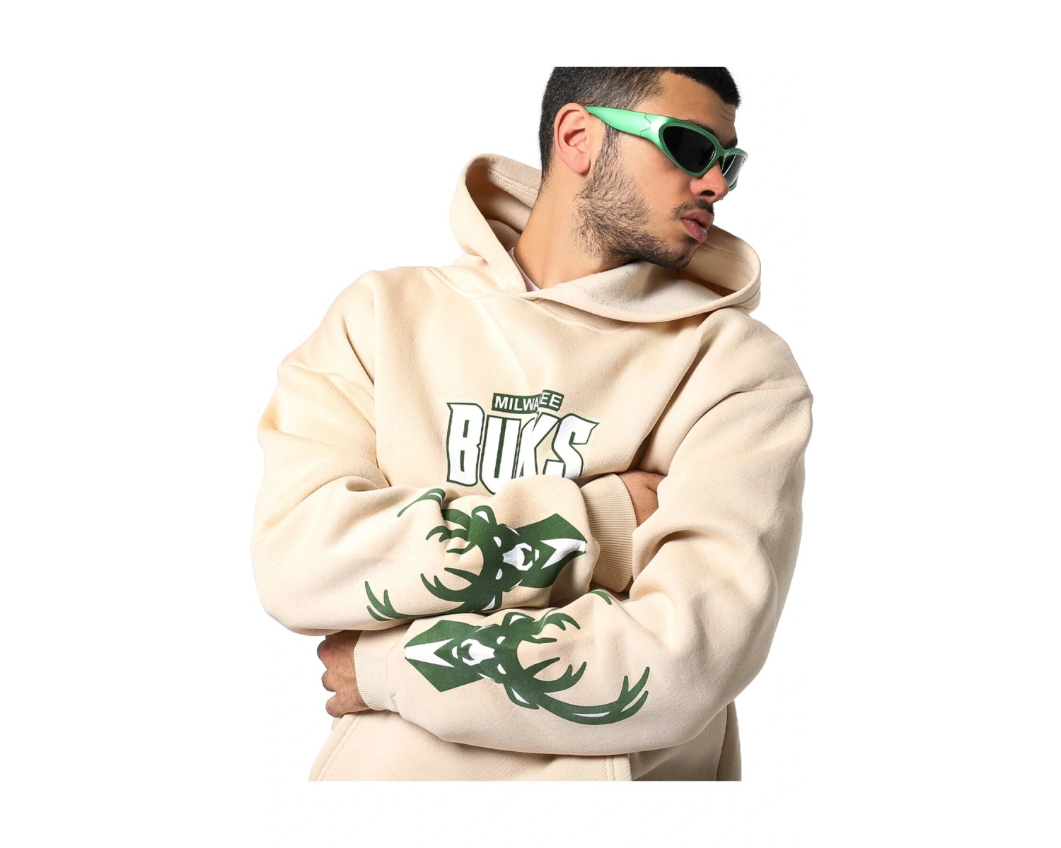 Bucks Sırt Baskılı Bej Oversize Unisex