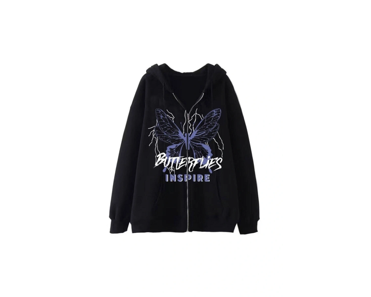Butterflies Kelebek Desenli Fermuarlı Hoodie 14534