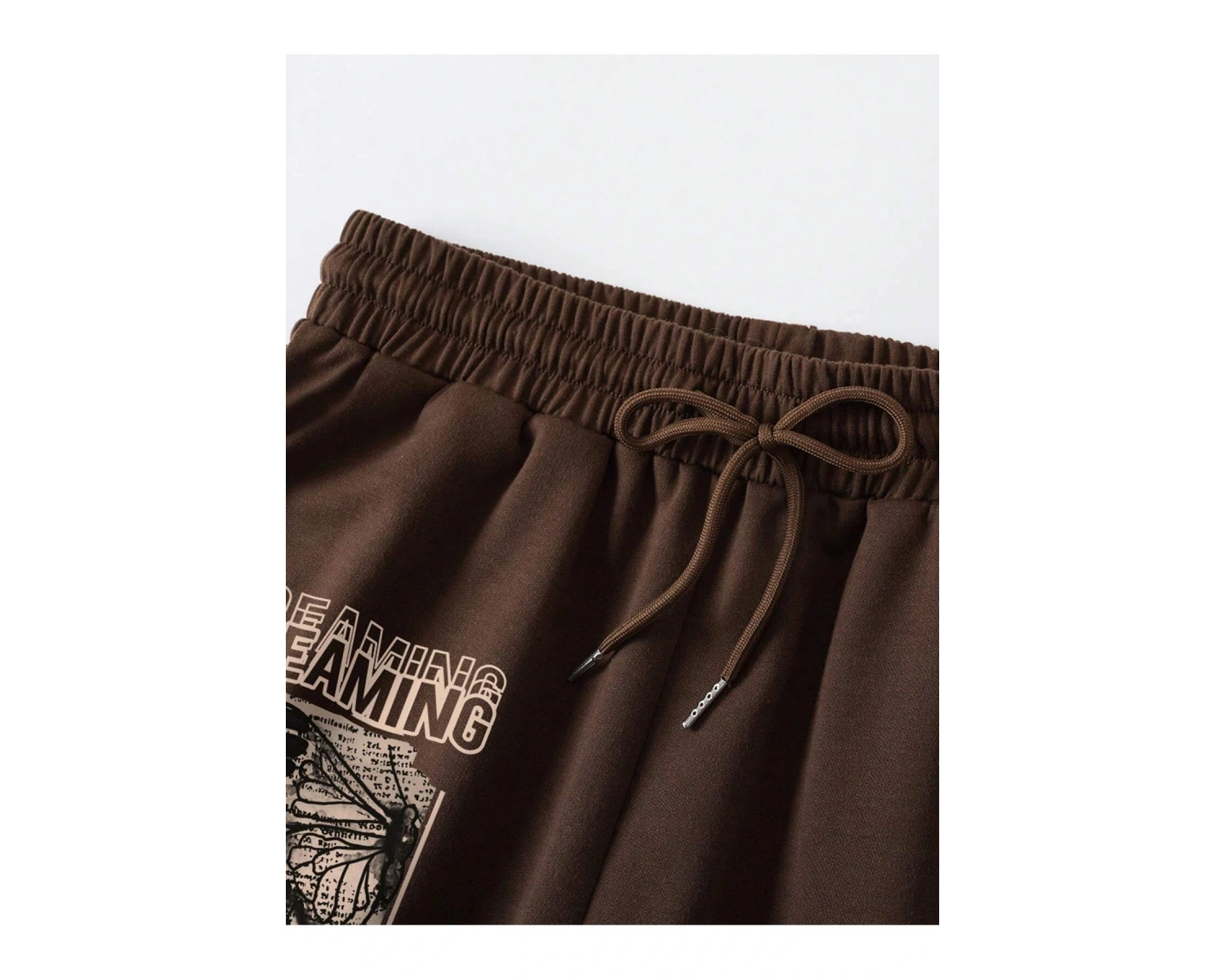 Butterfly & Letter Graphic Drawstring Waist Şort