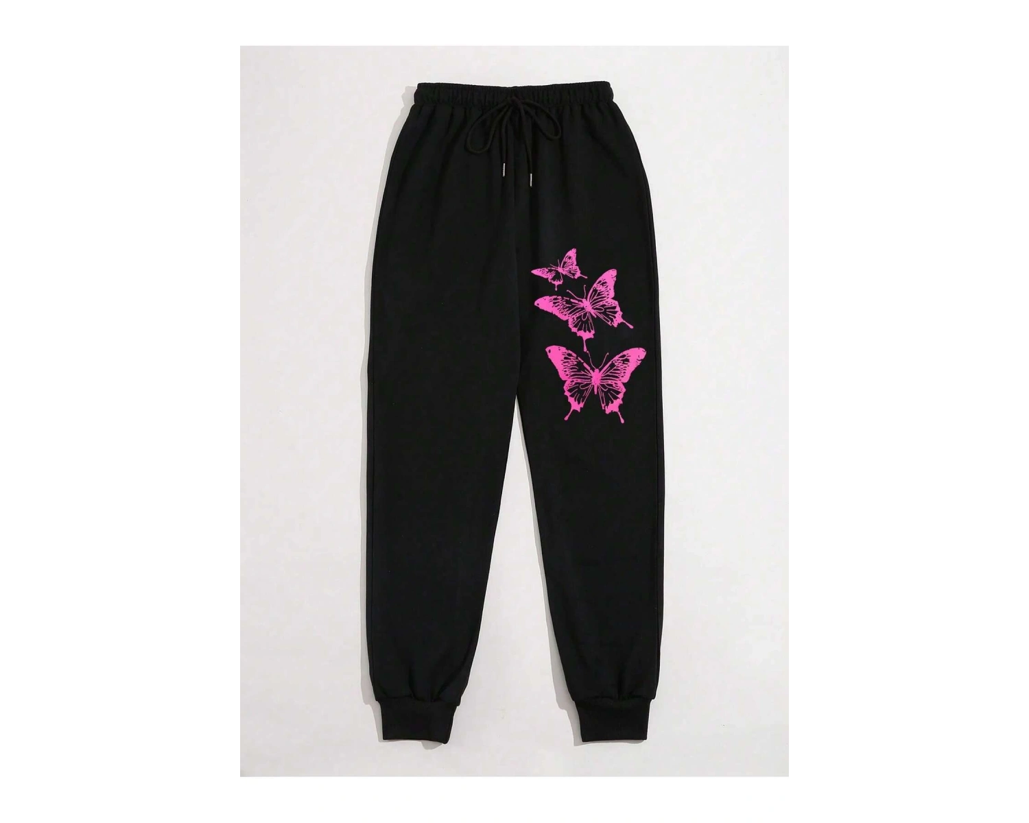 Butterfly Print Drawstring Waist 4 Mevsim Eşofman