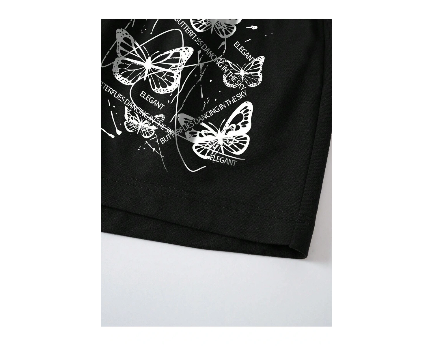 Butterfly Print Drawstring Waist Drawstring Waist Şort
