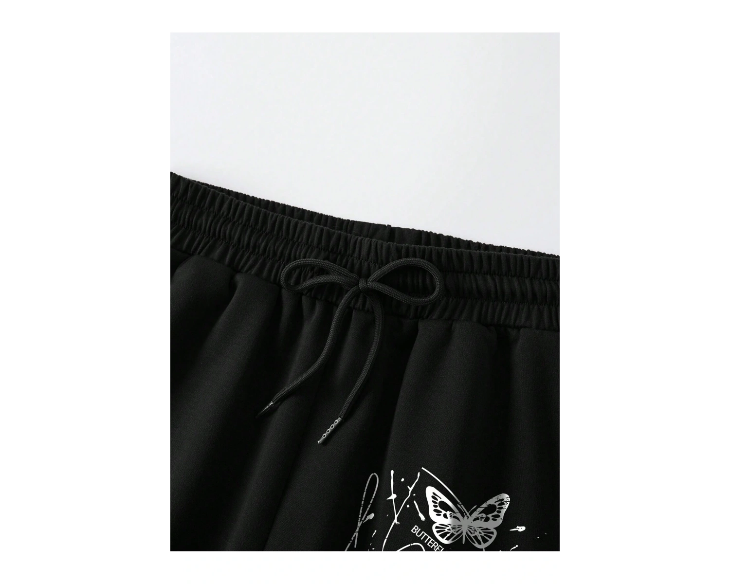 Butterfly Print Drawstring Waist Drawstring Waist Şort