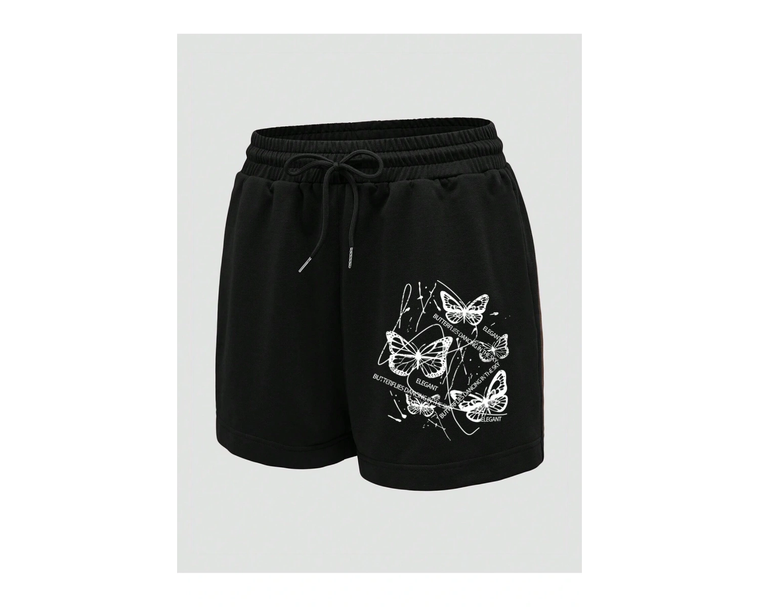 Butterfly Print Drawstring Waist Drawstring Waist Şort