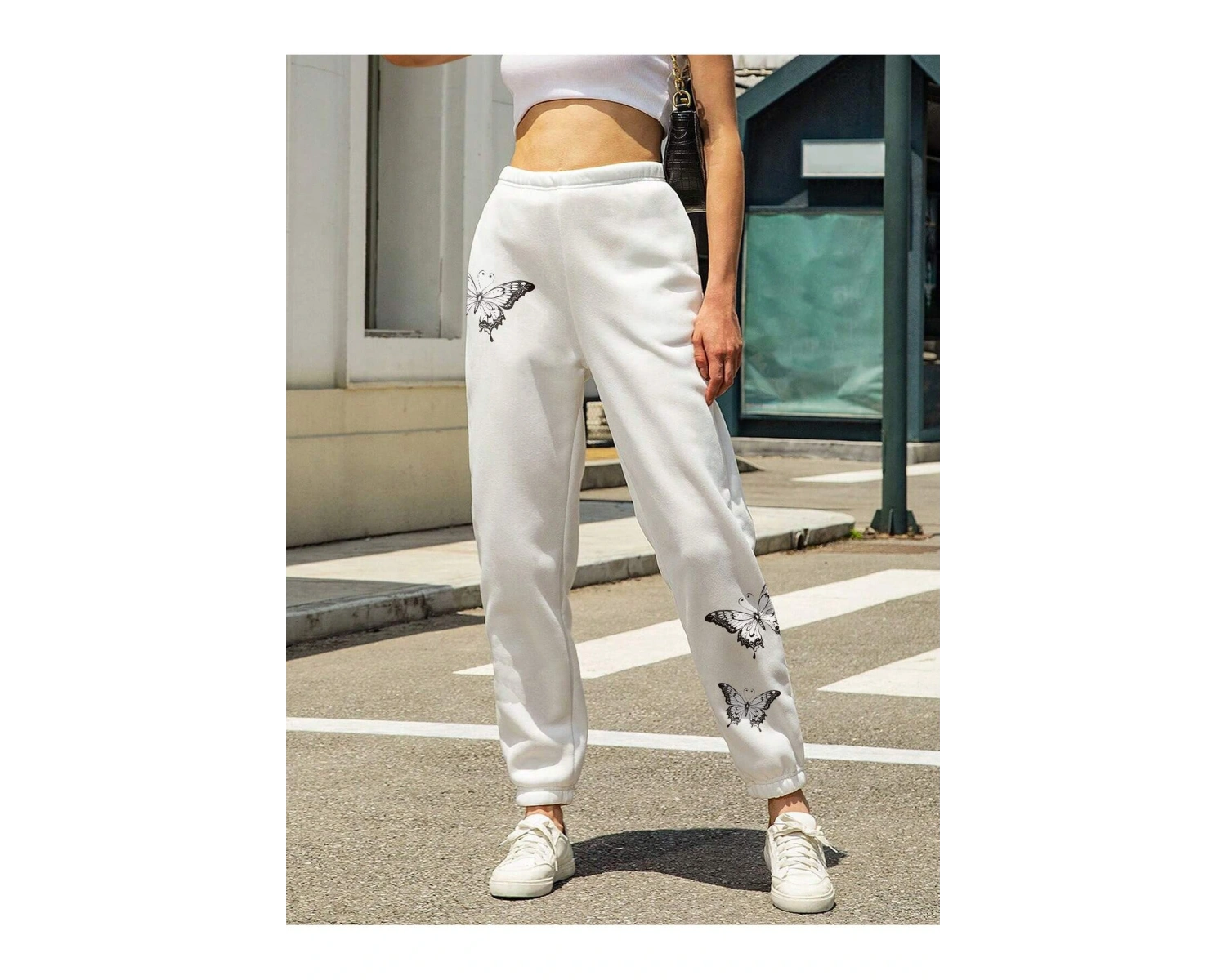 Butterfly Print Elastic Waist 4 Mevsim Eşofman