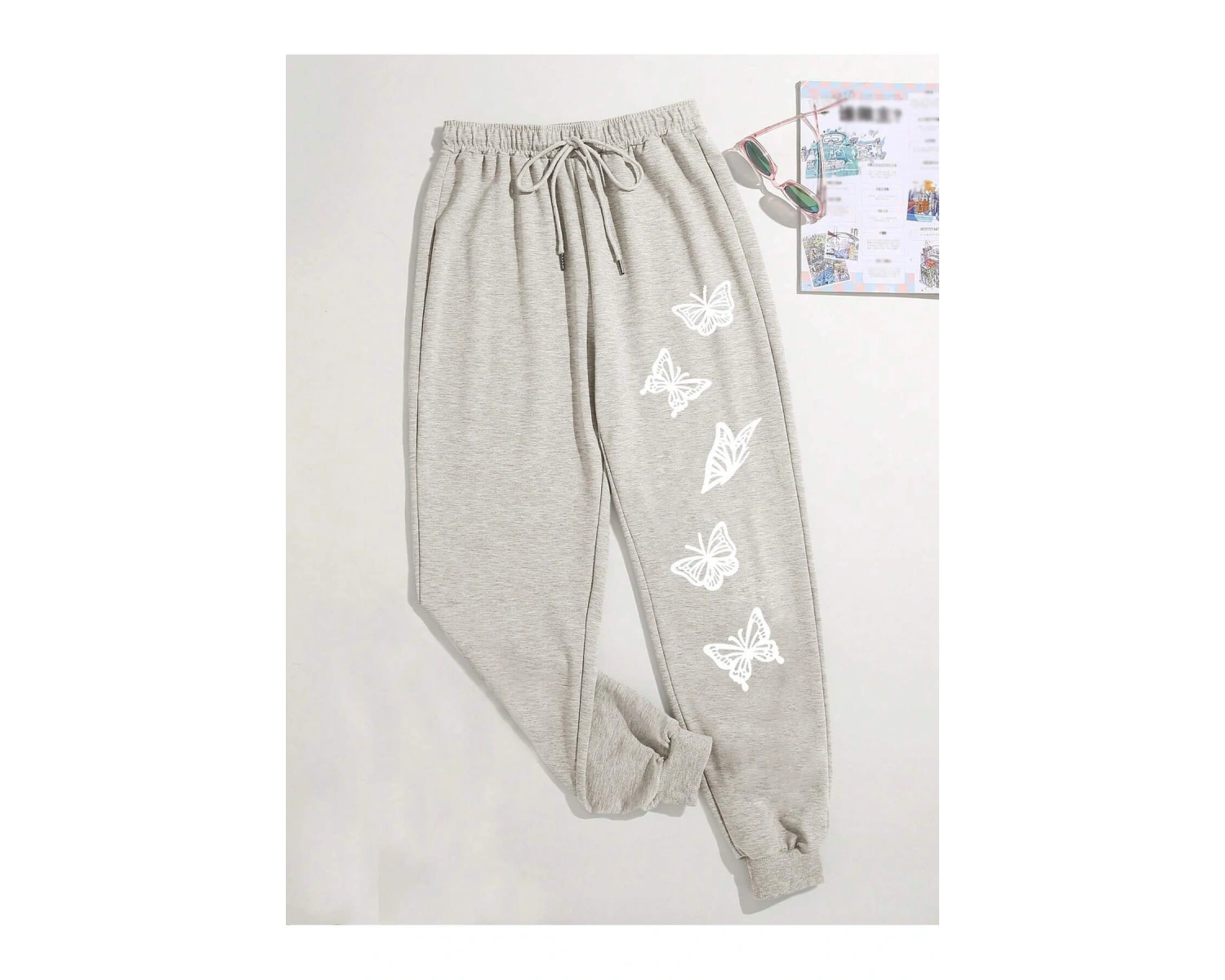 Butterfly Print Tie Waist 4 Mevsim Eşofman