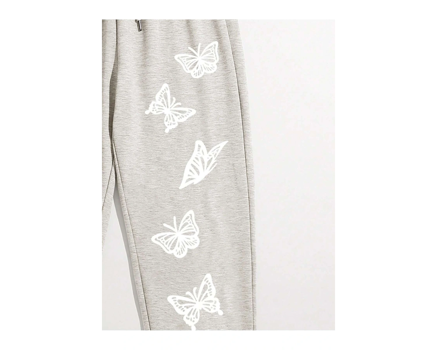 Butterfly Print Tie Waist 4 Mevsim Eşofman