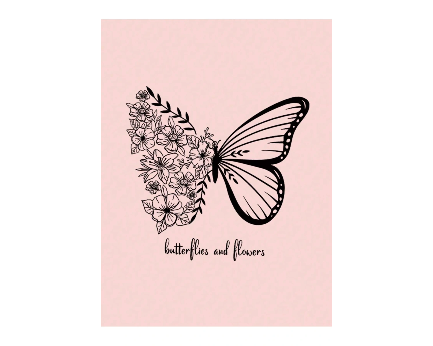 Butterfly & Slogan Graphic Drawstring Lined Hoodie Pembe