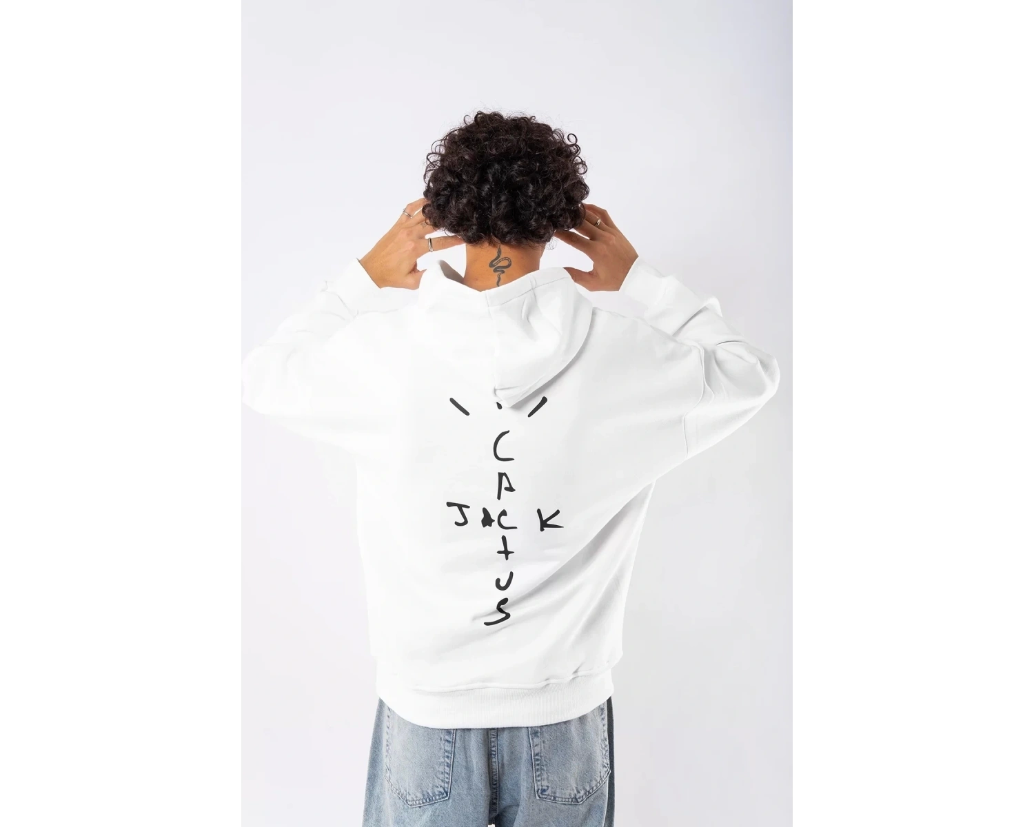 Cactus Jack Sırt Baskılı Oversize Unisex Beyaz