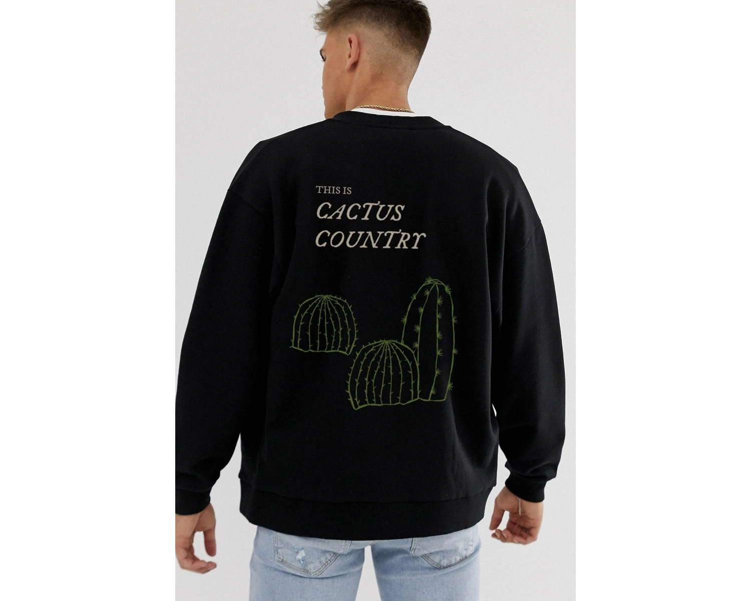 Cactus Oversize Siyah Sweatshirt Tarzsokak58