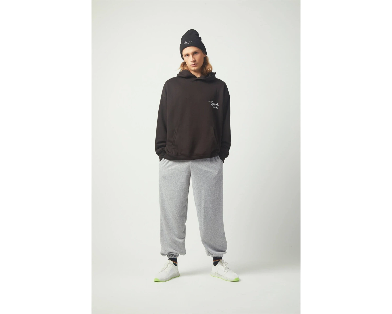 Cactus Oversıze Sweatshirt Hoodie Siyah