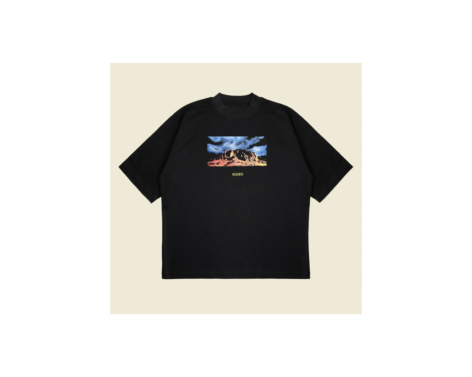 Cactusj Rodeo Baskılı Oversize Unisex Pamuklu Nefes Alan Kalın Kumaşlı