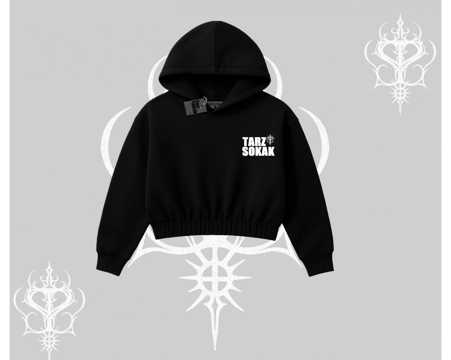 Cafe - Butik - Galeri vb işyerlerine  Kadın Kapşonlu Crop  Sweatshirt