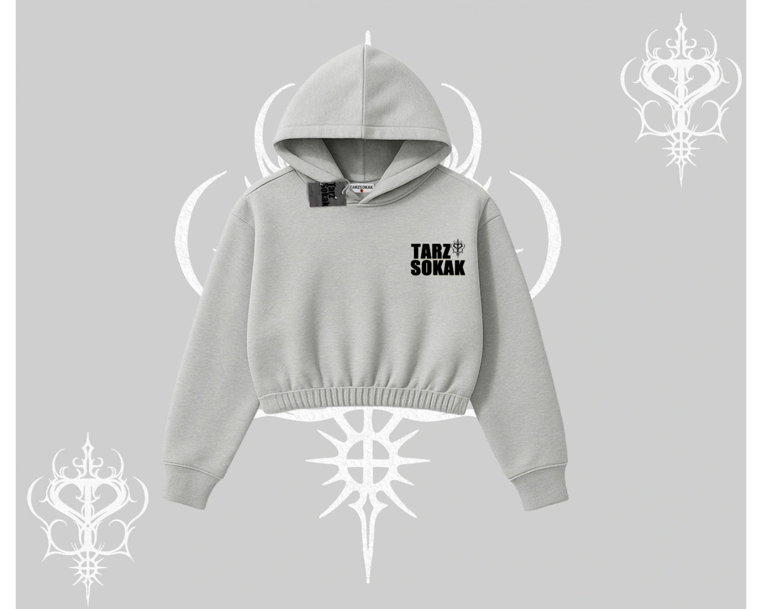 Cafe - Butik - Galeri vb işyerlerine  Kadın Kapşonlu Crop  Sweatshirt