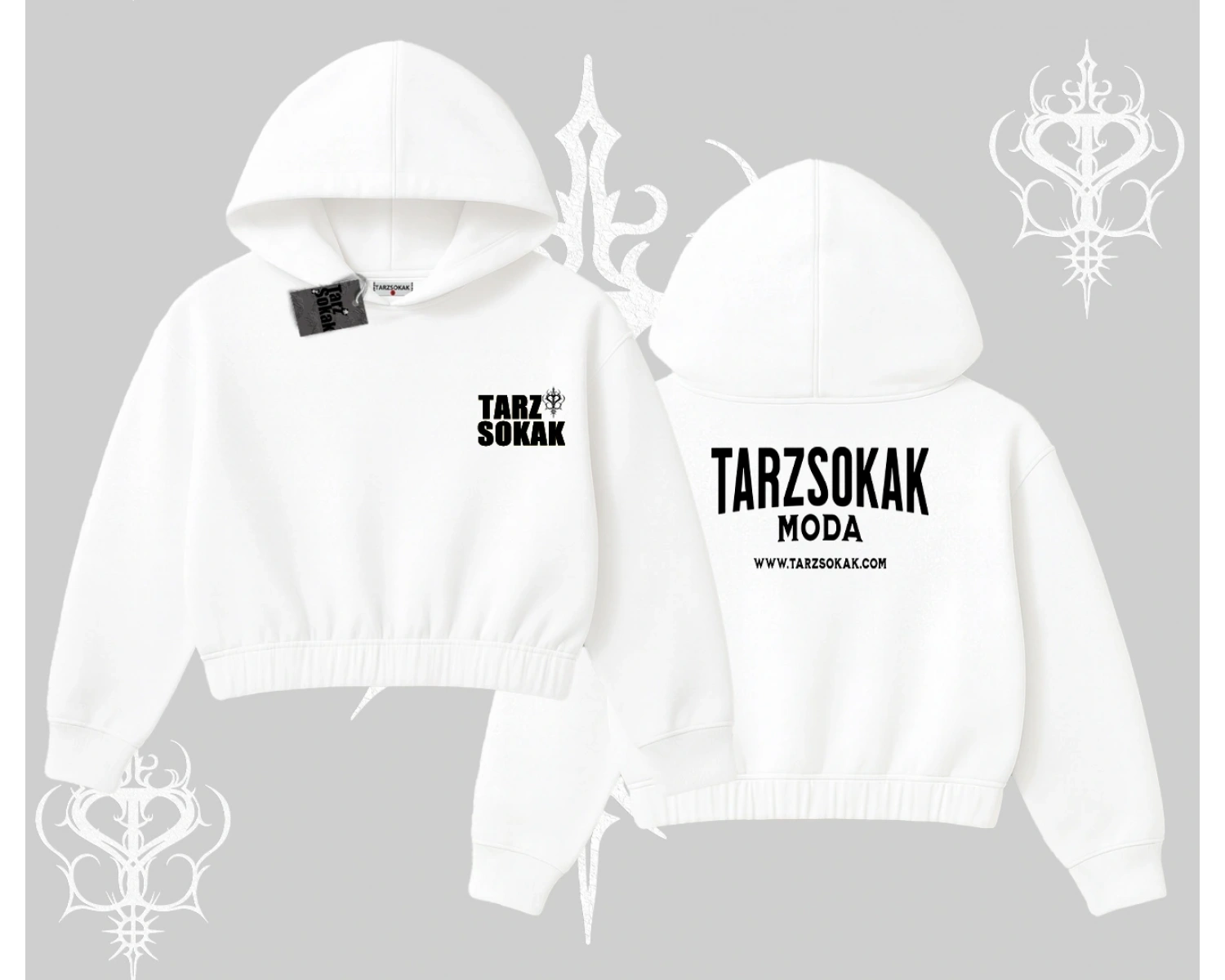 Cafe - Butik - Galeri vb işyerlerine  Kadın Kapşonlu Crop  Sweatshirt