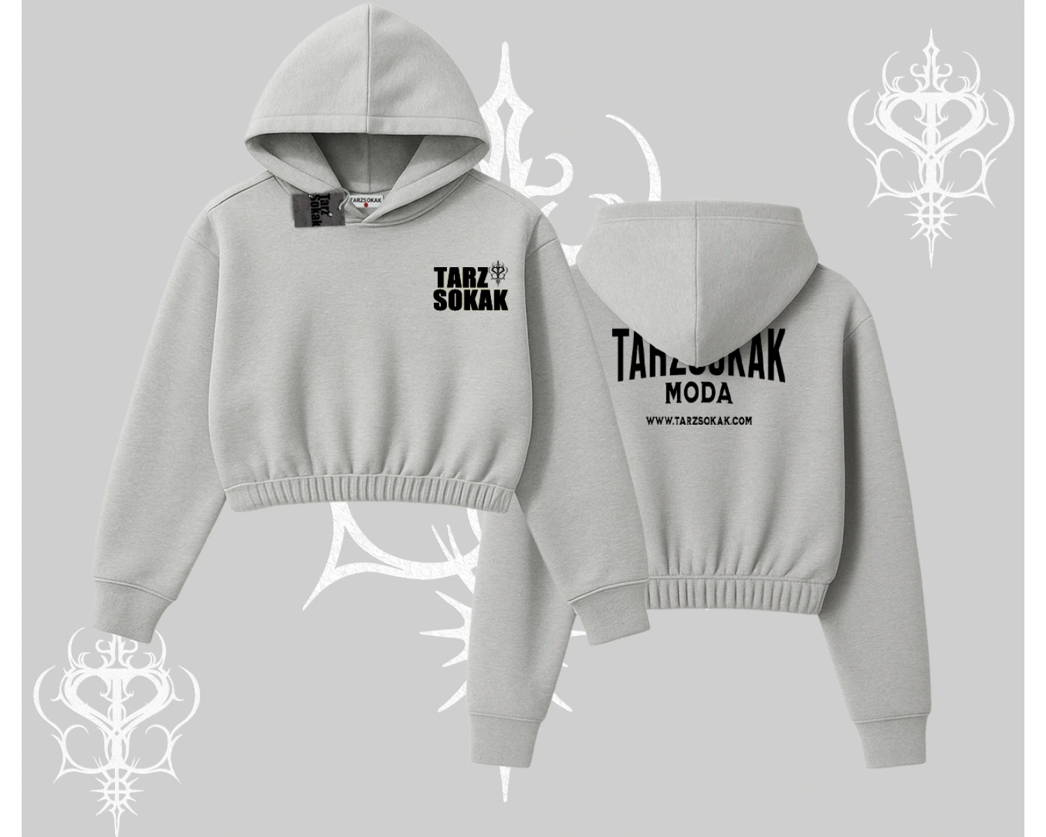 Cafe - Butik - Galeri vb işyerlerine  Kadın Kapşonlu Crop  Sweatshirt