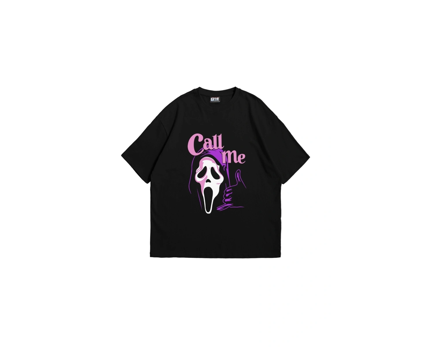 Call Me Baskılı Oversize Unisex Siyah