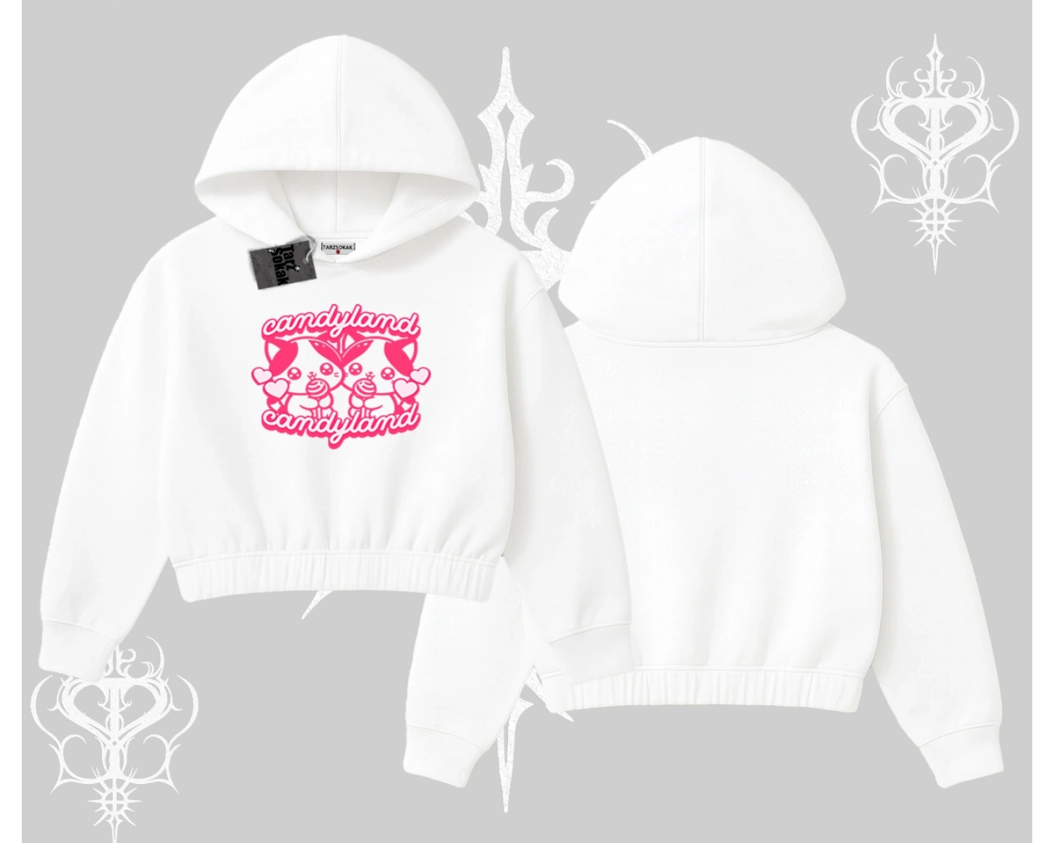 Candyland Yazılı Sevimli Kedi Baskılı Babby Tee Tshirt