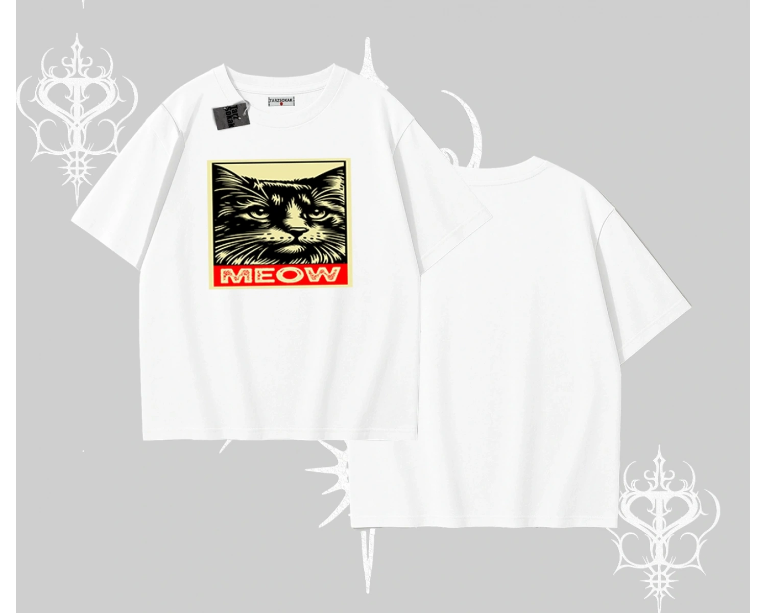 Candyland Yazılı Sevimli Kedi Baskılı Kapşonlu Sweatshirt