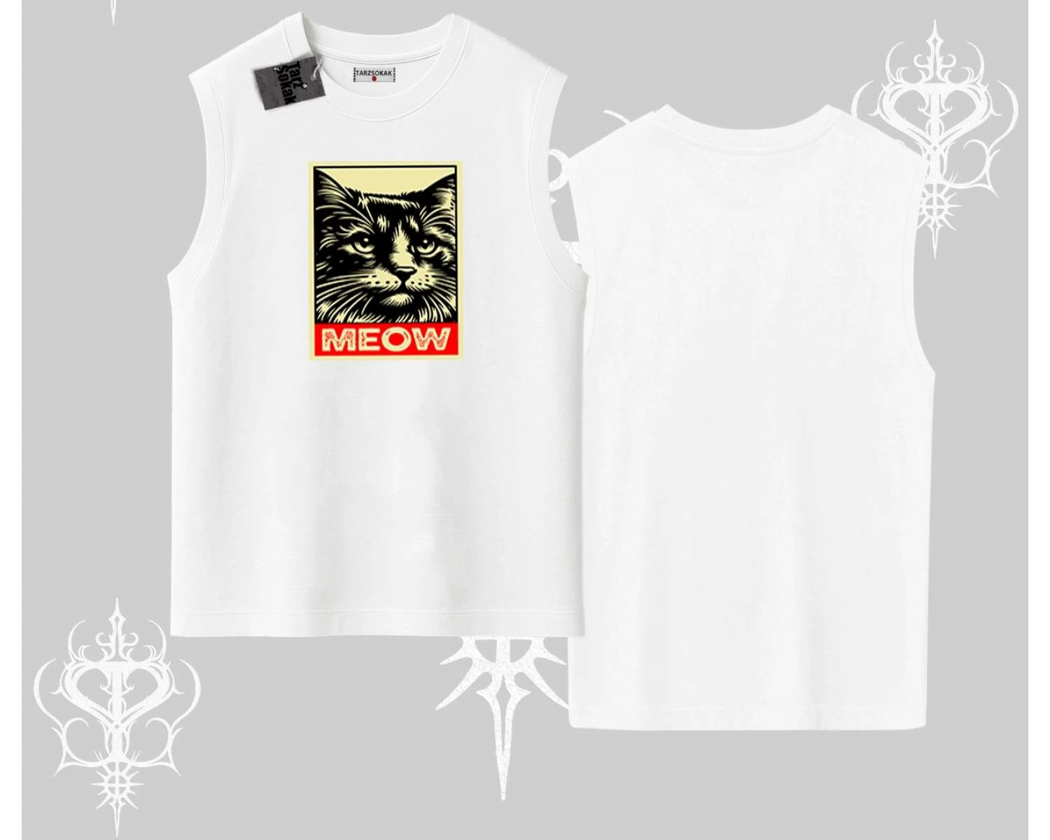 Candyland Yazılı Sevimli Kedi Baskılı Oversize Tshirt