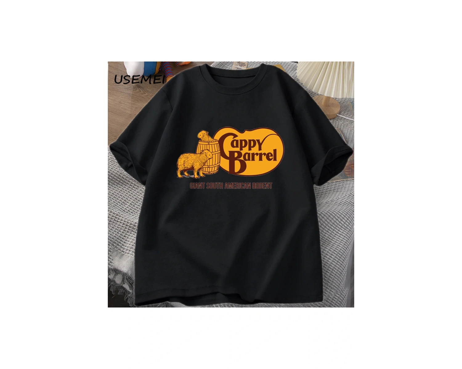 Cappy varil Capybara T-shirt erkekler yaz pamuk kısa kollu rahat grafikli tişört erkek giysil 2998