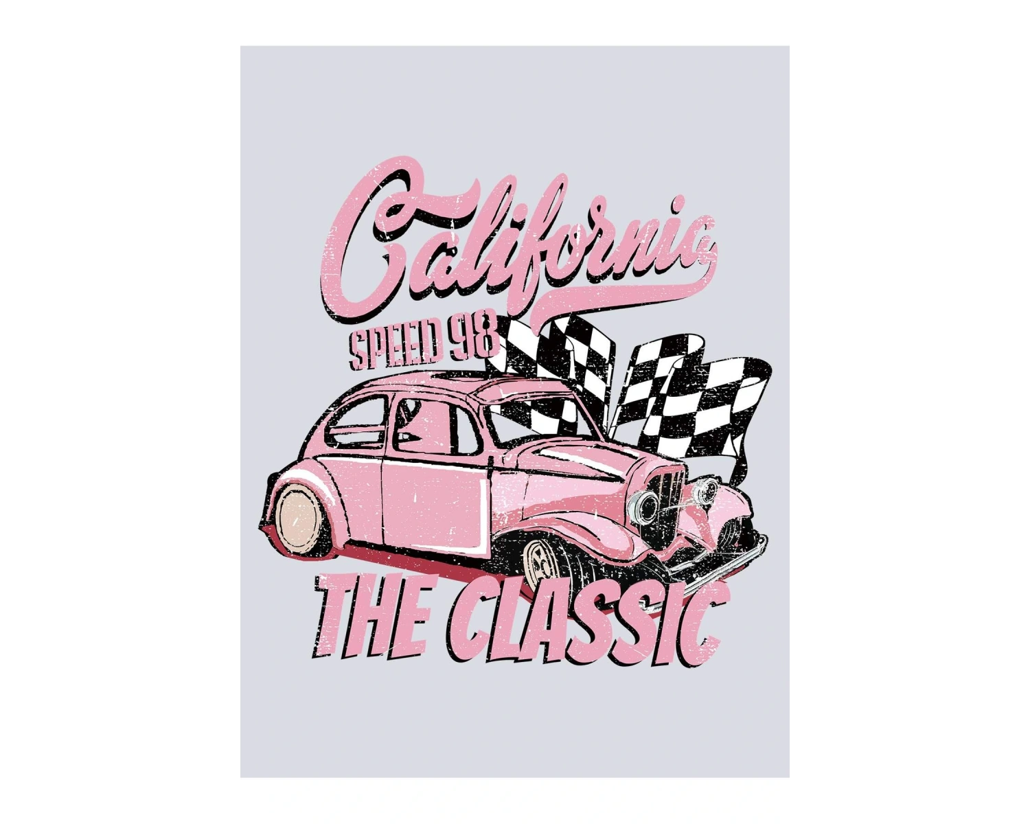 Car & Letter Graphic Drawstring Lined Hoodie Gri