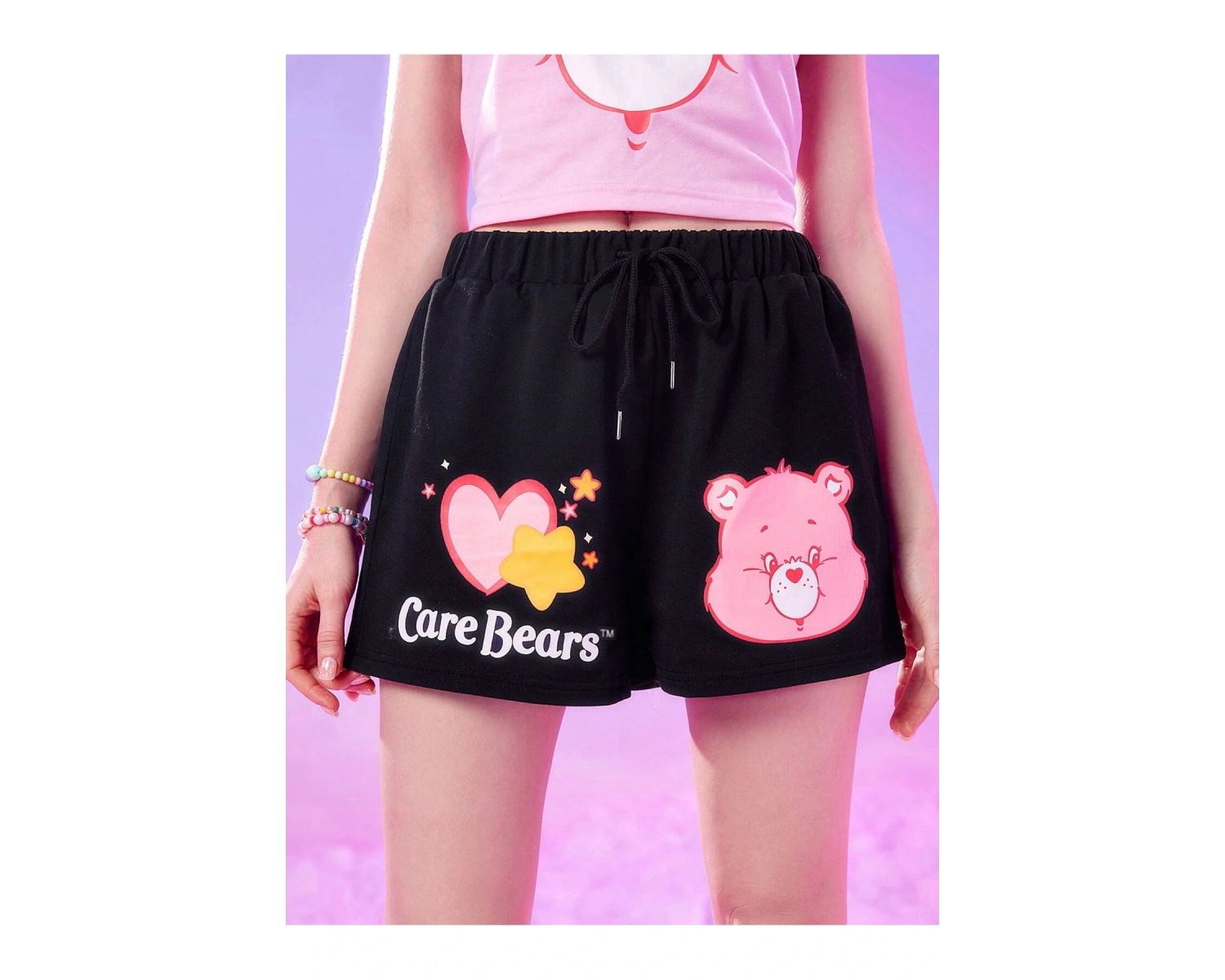 Care Bears Cartoon Graphic Drawstring Waist Şort