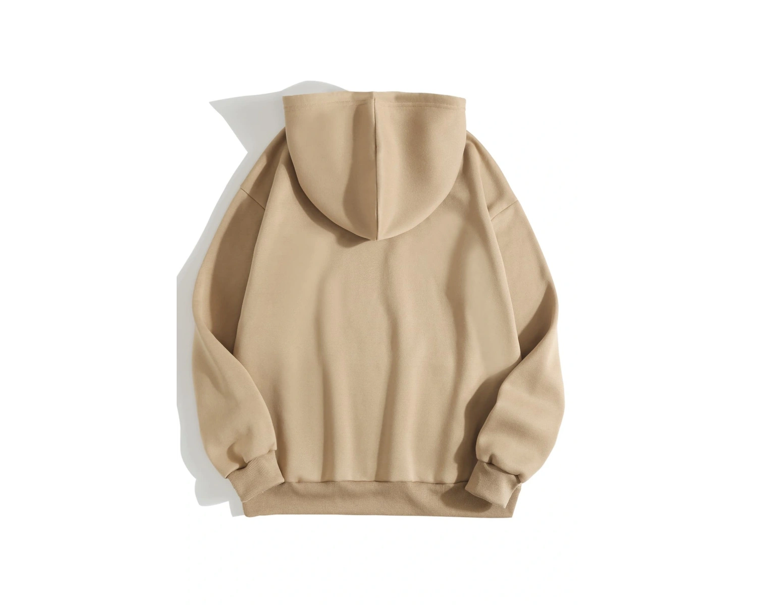 Cartoon And Korean Letter Graphic Drawstring Lined Hoodie Bej