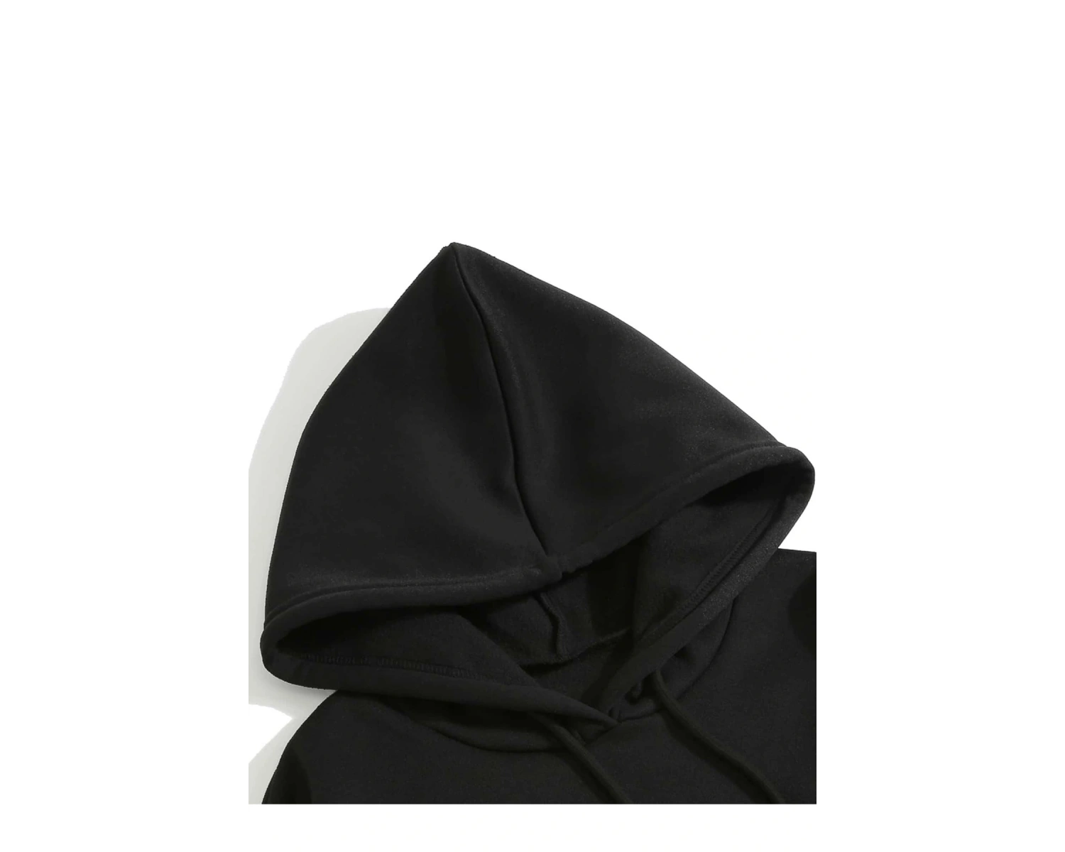 Cartoon And Korean Letter Graphic Drawstring Lined Hoodie Siyah