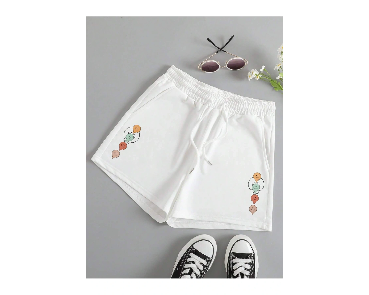 Cartoon Graphic Drawstring Waist Track Şort