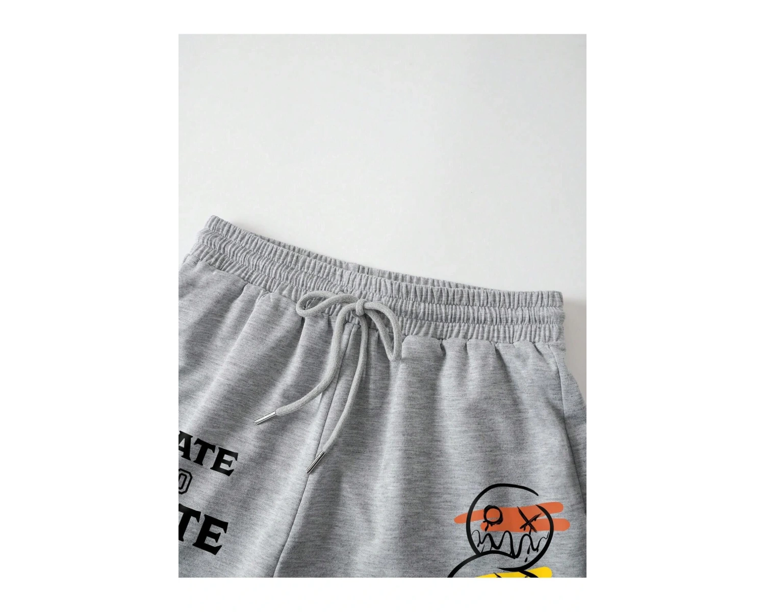 Cartoon & Letter Graphic Drawstring Waist Şort