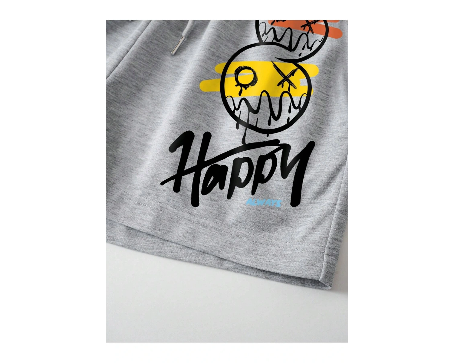 Cartoon & Letter Graphic Drawstring Waist Şort