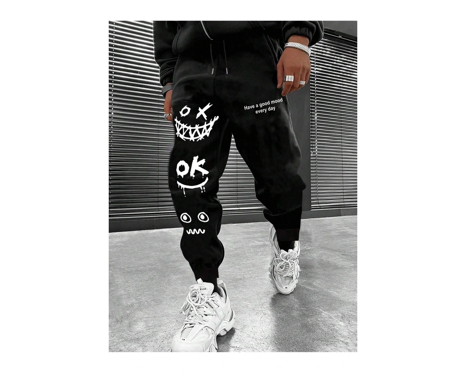 Cartoon & Slogan Graphic Drawstring Waist Eşofman Altı