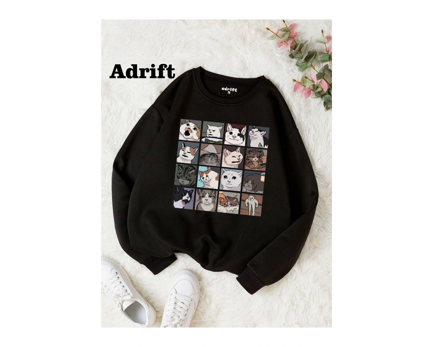 Cat Memes Collage Köstebek Sokak Trend Tasarım Harajuku/Gotik Beyaz