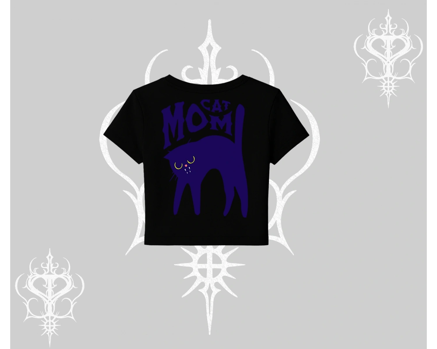 Cat Mom Yazılı Minimal Kedi Arka Baskılı Babby Tee Tshirt