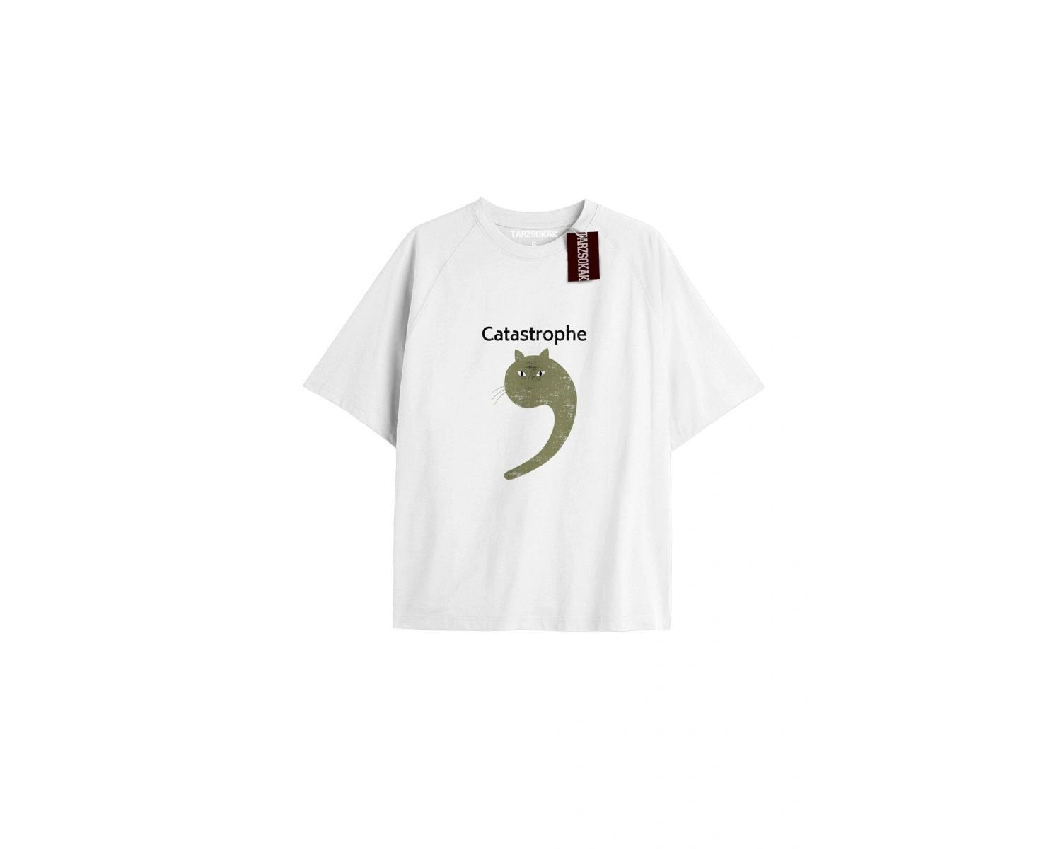 CATASTROPHE Unisex Oversize Yazılı Tshirt BEYAZ