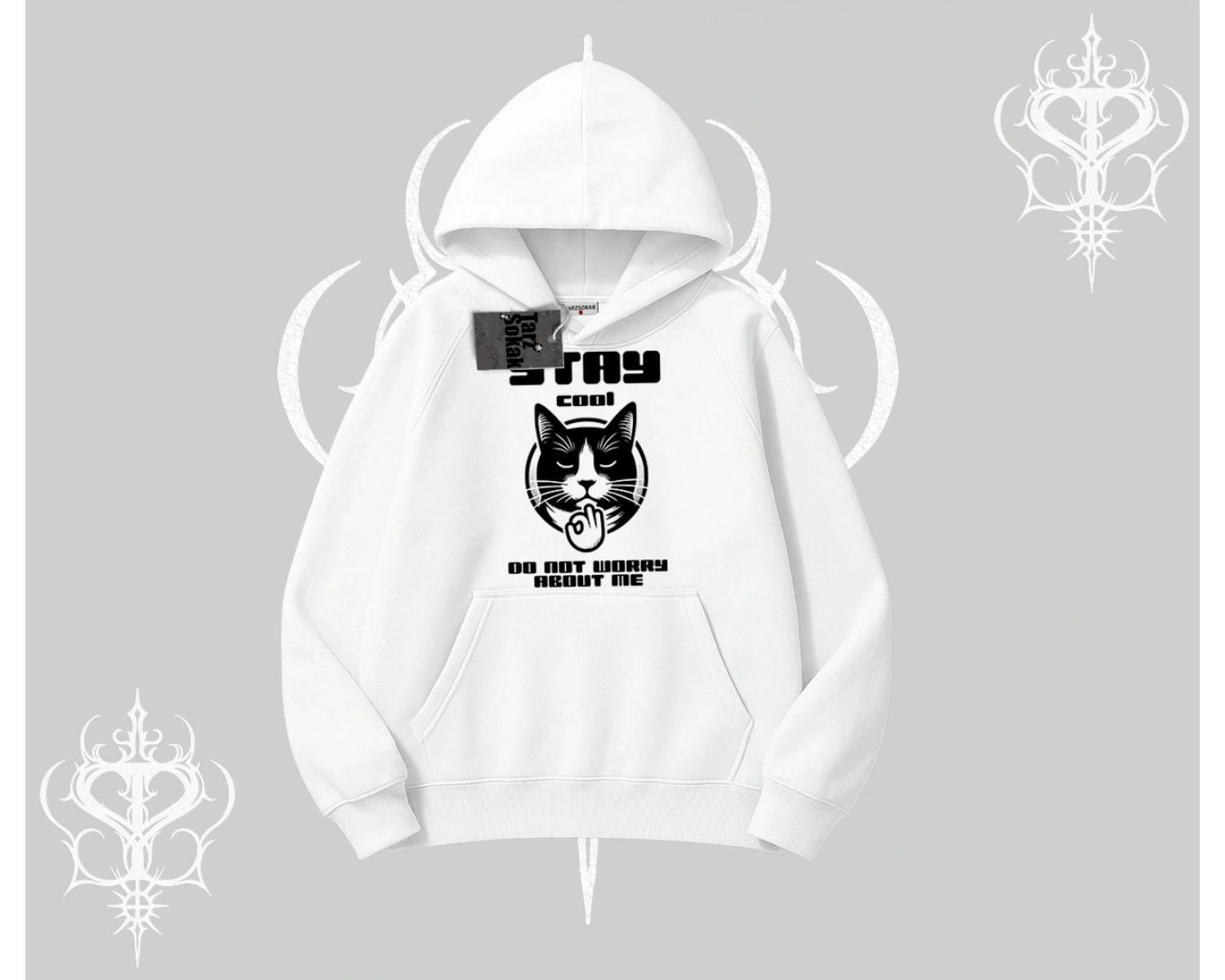 Catronaut Kedi Baskılı Kapşonlu Sweatshirt