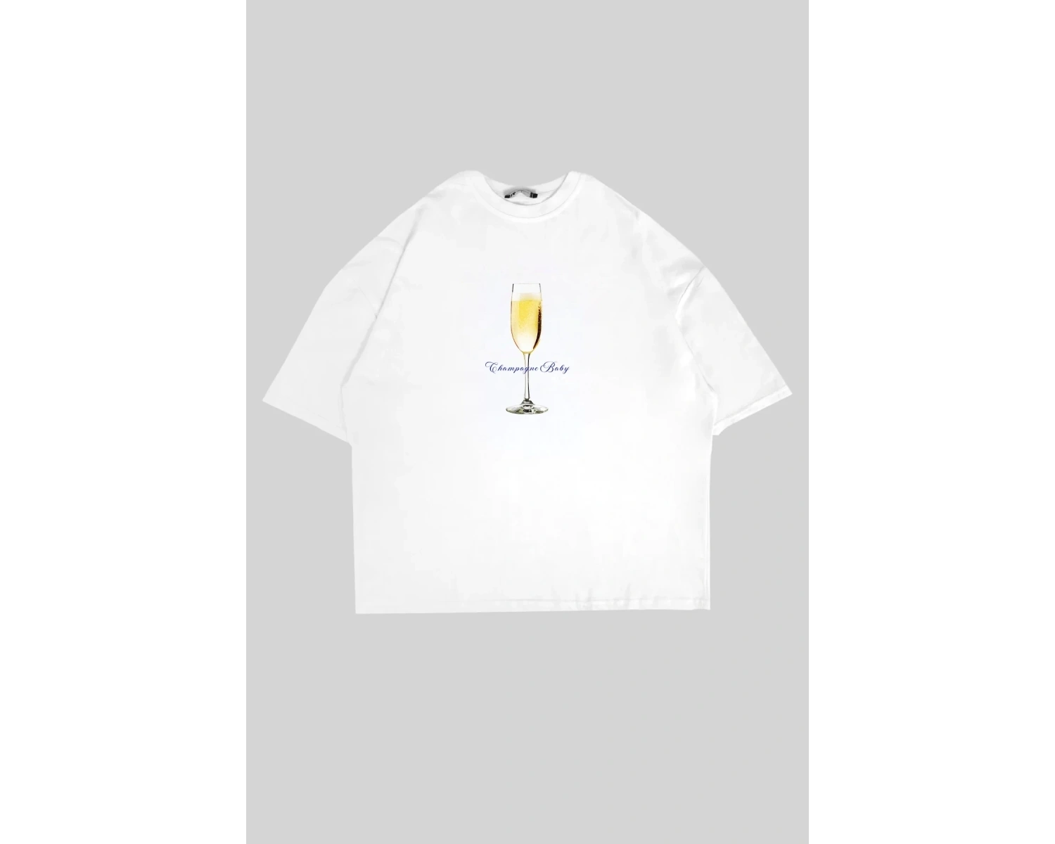 Champagne Baby Baskılı Beyaz Oversize Unisex