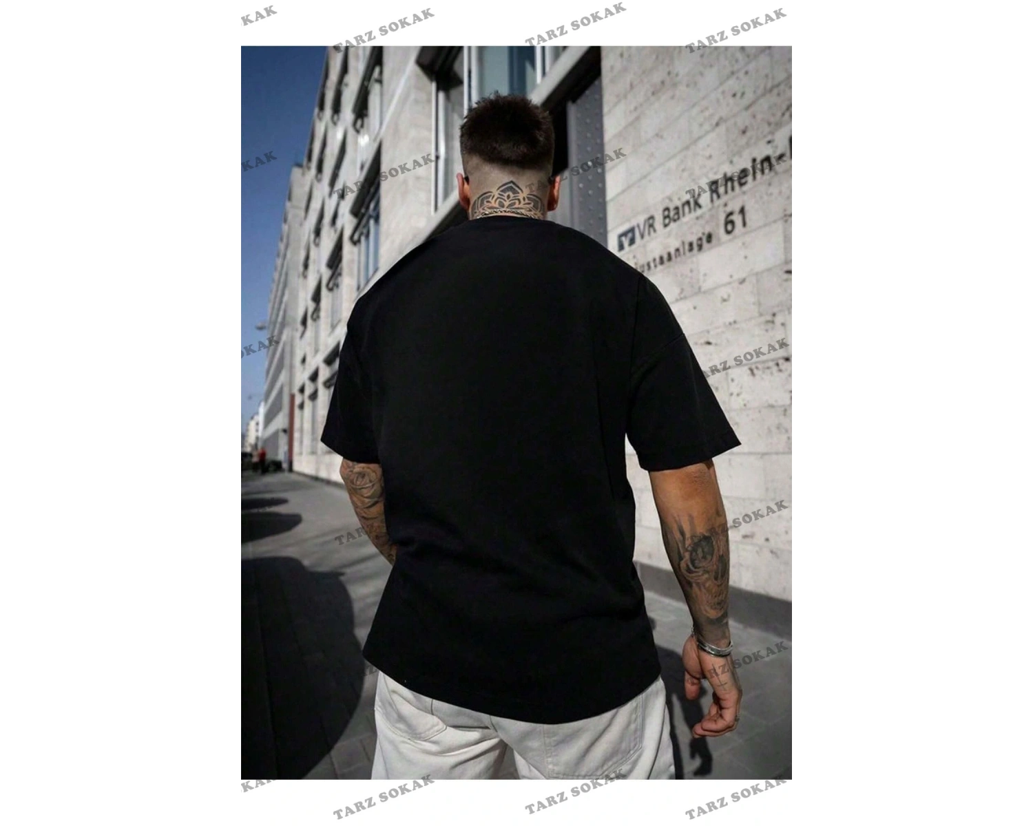 Charlie Luciano T-shirt - Siyah Baskılı Oversize Bisiklet Yaka Kısa Kol