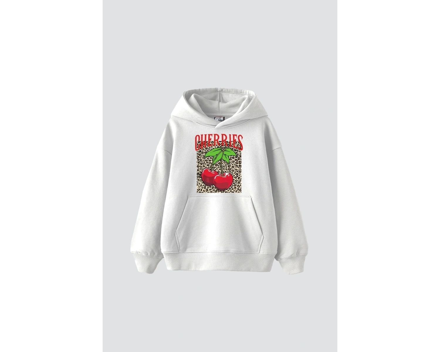 Cherries Leopard Baskılı Oversize Unisex Beyaz