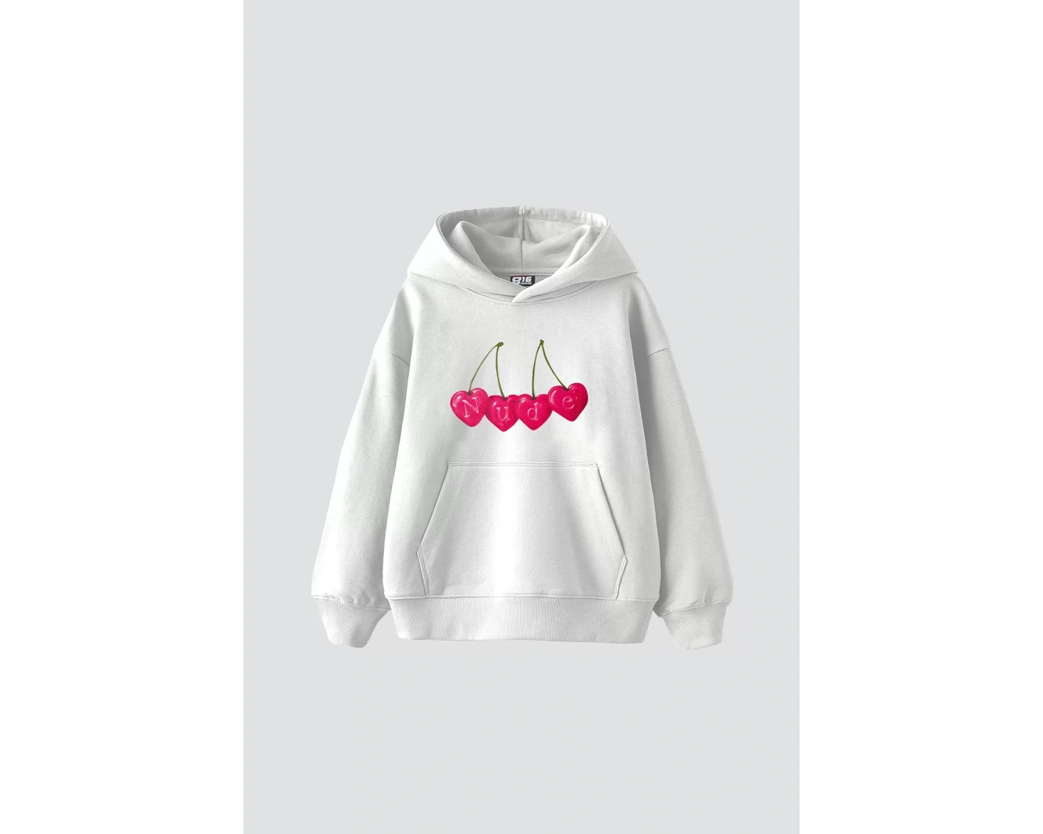 Cherry N. Baskılı Oversize Unisex Premium Beyaz