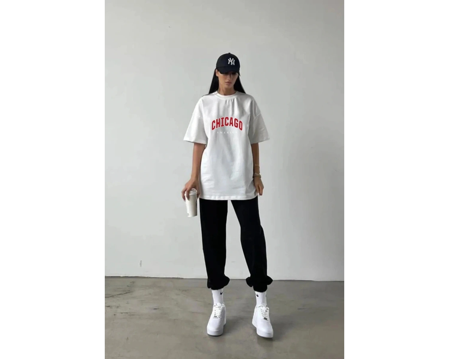 Chicago Baskılı Eşofman Altı Ve T-shirt - Jogger Tişört Alt Üst Eşofman Takımı Bisi