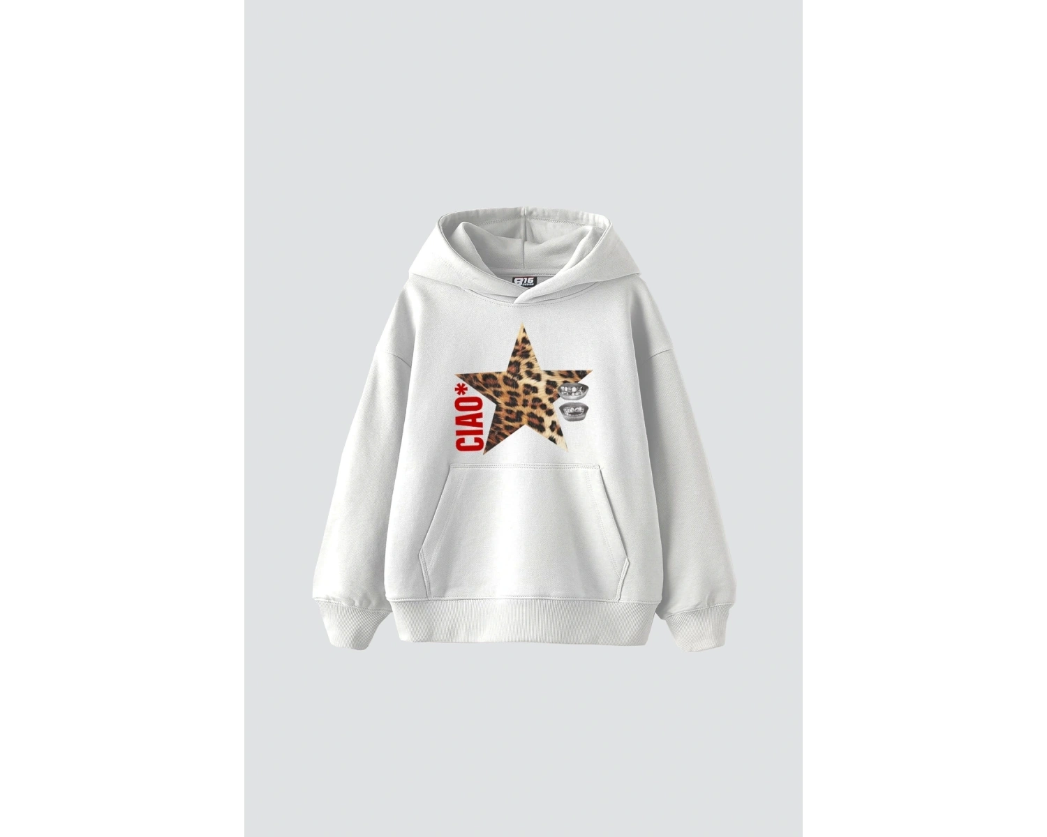 Ciao Yıldız Baskılı Oversize Unisex Beyaz